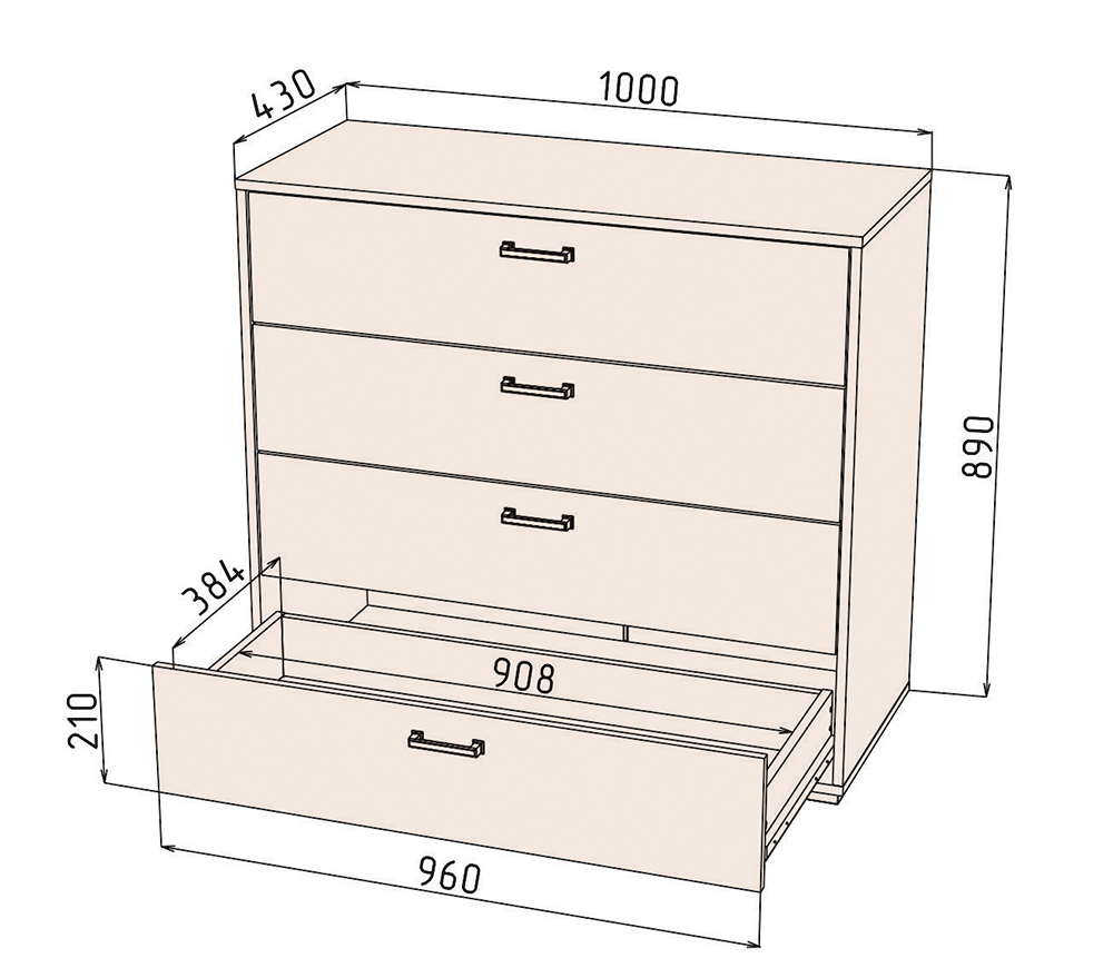 Комод чертеж с размерами